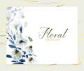 Elegant watercolor blue floral card design template Royalty Free Stock Photo