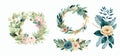 Elegant Watercolor Floral Arrangements: Lush Greenery and Blooming Flowers for Invitations, Decor, and More - A