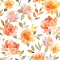 Elegant Watercolor Floral Pattern with Warm Autumn Hues. Royalty Free Stock Photo