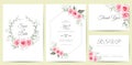 Elegant Watercolor Floral Wedding Invitation Cards Template. Hand Drawing Flower and Branches Save the Date, Greeting, Thank You, Royalty Free Stock Photo