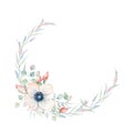Elegant watercolor flowers circle frame