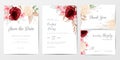 Elegant watercolor flowers wedding invitation cards template set Royalty Free Stock Photo