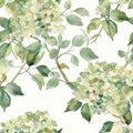 Elegant Watercolor Hydrangea and Foliage Pattern for Design Use