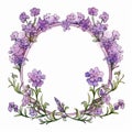 Elegant Watercolor Lavender Wreath Illustration With Translucent Colors Royalty Free Stock Photo