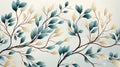 Elegant watercolor leaves and branches forming a seamless pattern on a light, airy background