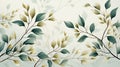 Elegant watercolor leaves and branches forming a seamless pattern on a light, airy background