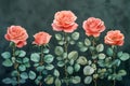 Elegant Watercolor Rose Quartet with Eucalyptus. Concept Watercolor Painting, Roses, Eucalyptus,