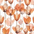 Elegant Watercolor Tulips Seamless Pattern for Design Use Royalty Free Stock Photo