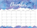 December watercolor calendar.