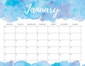 January watercolor calendar.