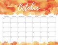 October watercolor calendar.