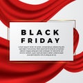 Elegant wave red ribbon for black friday luxury opening sale offer banner