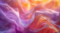 Elegant waves of silk textures in a vibrant blend of purple, pink, and orange hues Royalty Free Stock Photo