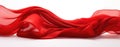 Elegant Wavy Red Satin Fabric Flowing on White Background GenerativeAI