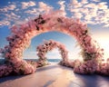 An elegant wedding arch set on the beach Royalty Free Stock Photo