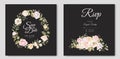 Elegant wedding card with beautiful floral and leaves template Royalty Free Stock Photo