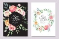 Elegant wedding card with beautiful floral and leaves template Royalty Free Stock Photo