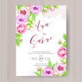 Elegant wedding card with beautiful floral and leaves template