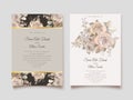 Elegant wedding card with beautiful floral and leaves template