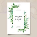 Elegant wedding card with beautiful floral and leaves template Royalty Free Stock Photo