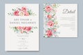 Elegant wedding card with beautiful floral and leaves template