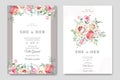 Elegant wedding card with beautiful floral and leaves template Royalty Free Stock Photo