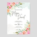 Elegant wedding card with beautiful floral and leaves template