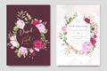 Elegant wedding card with beautiful floral and leaves template