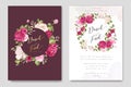 Elegant wedding card with beautiful floral and leaves template