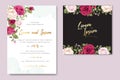 Elegant wedding card with beautiful floral and leaves template