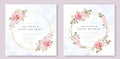 Elegant wedding card with beautiful floral and leaves template