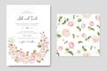 Elegant wedding card with beautiful floral and leaves template