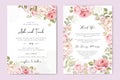 Elegant wedding card with beautiful floral and leaves template