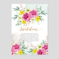 Elegant wedding card with beautiful floral and leaves template Royalty Free Stock Photo