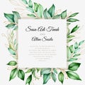 Elegant wedding card with beautiful floral and leaves template Royalty Free Stock Photo