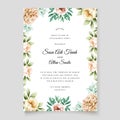 Elegant wedding card with beautiful floral and leaves template