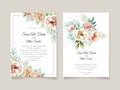 Elegant wedding card with beautiful floral and leaves template Royalty Free Stock Photo