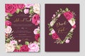 Elegant wedding card with beautiful floral and leaves template