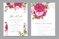 Elegant wedding card with beautiful floral and leaves template