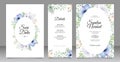 Elegant wedding card template with flowers and leaves aquarel Royalty Free Stock Photo