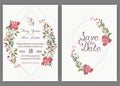 Elegant wedding cards consist of various kinds of flowers