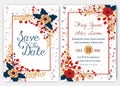 Elegant wedding cards consist of various kinds of flowers