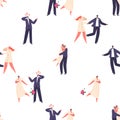 Elegant Wedding Couples Bride And Groom Characters In Harmonious Poses, Forming A Timeless And Romantic Seamless Pattern