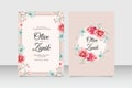 Elegant wedding invitation card set template with flowers and leaves watercolor Royalty Free Stock Photo