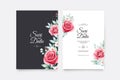 Elegant wedding invitation card set template with flowers and leaves watercolor Royalty Free Stock Photo