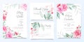 Elegant wedding invitation card template set of beautiful flowers decoration. Elegant garden floral border save the date,