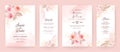 Elegant wedding invitation card template set with watercolor and floral decoration. Flowers background for social media stories,