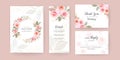 Elegant wedding invitation card template set with watercolor and floral decoration. Flowers background for social media stories, Royalty Free Stock Photo