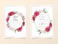 Elegant wedding invitation card template with watercolor floral. Luxury wedding cards of flowers and golden decoration