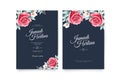Elegant wedding invitation template with beautiful floral watercolor on dark background Royalty Free Stock Photo